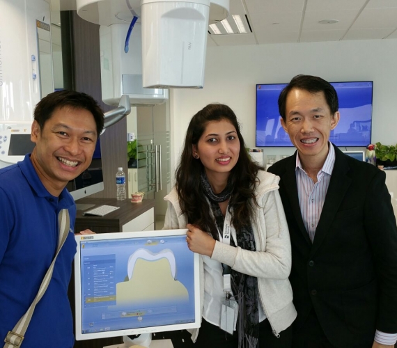 Dr Chong Isaac attending the training at Sirona Dentsply on the new development on Digital Scanning of Teeth and same day Crown